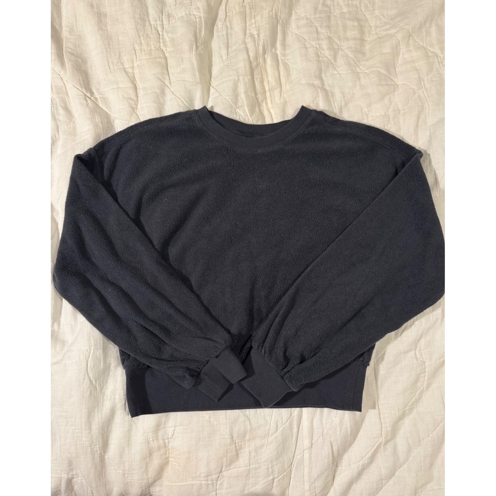 Universal Thread Womens XS Terry Cloth Sweatshirt Navy Blue Drop Shoulder Ribbed
